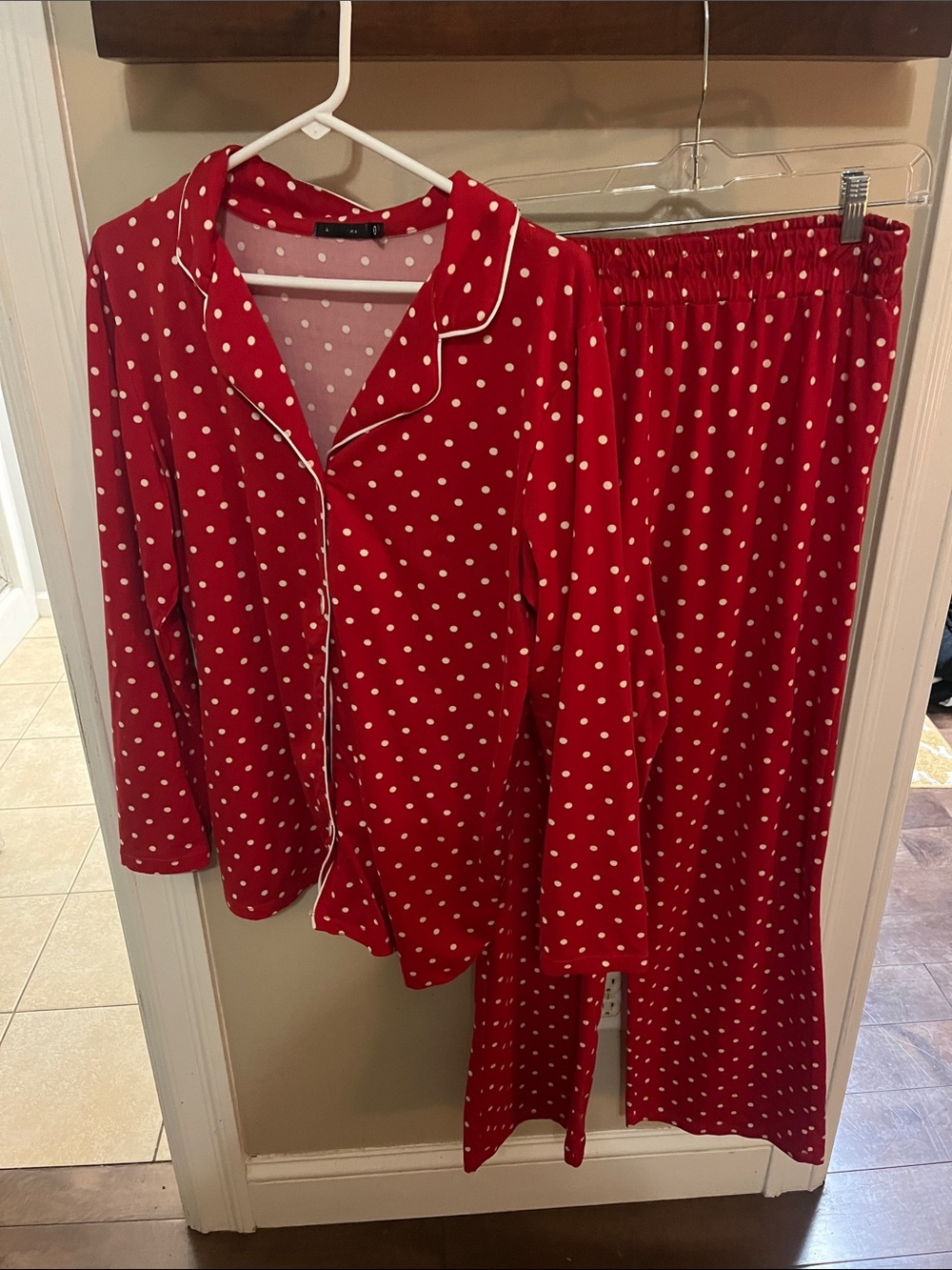 Tart Red Polka Dot Pajama Set with White Dots